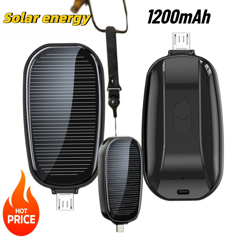 Outdoor Usb Power Outlet - 1200mAh Solar Mini Power Bank Keychain