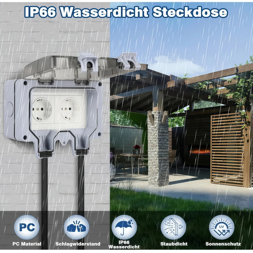 Waterproof Outdoor Socket,Doub - Outdoor Power Point Cover review and price