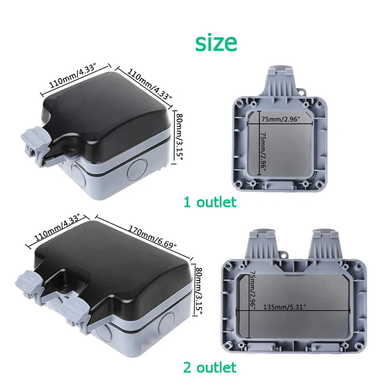 EU KR Outdoor Wall Waterproof  - Outdoor Power Outlet Waterproof review and price