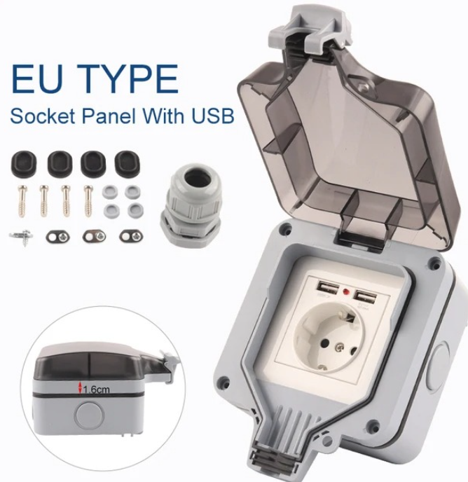 IP66 EU Standard German Style  - Outdoor Usb Power Outlet review and price